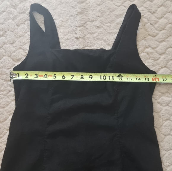 Old Navy Black Linen-Blend Squareneck Midi-Dress, Size Medium - Picture 3 of 7